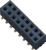 O conector fêmea duplo PA9T do encabeçamento da fileira 180° SMT suporta 2 * 8 passo dos pinos 2,54