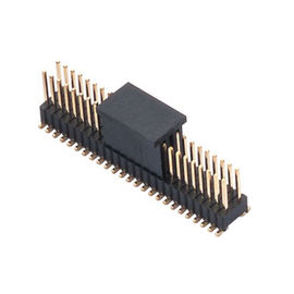 Preto duplo duplo ROHS do encabeçamento PA9T do Pin do MERGULHO 50 da fileira 90° do ângulo direito do encabeçamento 1.27*2.54 do Pin da fileira